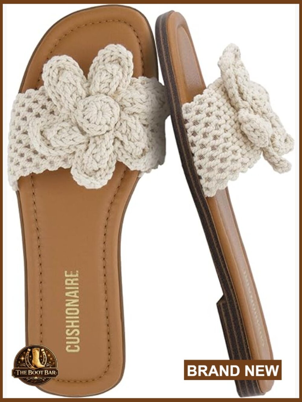 Woven Knit Square Toe Slide Sandals Womens Comfortable Flat Slides Boho